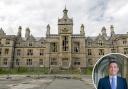 The former North Wales Hospital in Denbigh and (inset) Dr James Davies.