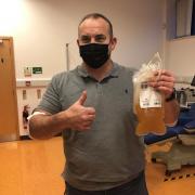 Andrew Thomas, a police officer for South Wales Police, was the first donor in Wales to donate his plasma through the plasmapheresis process