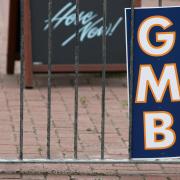 A GMB union sign (Steve Parsons/PA)