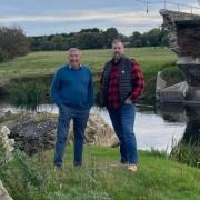 Cllr Chris Evans and Cllr James Elson at the site of Llanerch Bridge.