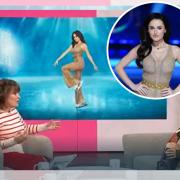 Amber talks to Lorraine Kelly and inset, during the press launch for Dancing On Ice