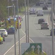 An overview of the scene of the collision at A55 J32 earlier this week.
