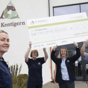 (L-R) Becky McNay, Advanced Nurse Practitioner; Helen Turberville and Michaela Lawton of CDT with Alwyn Mason, corporate fund raiser at St Kentigern Hospice