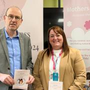 Katy Thomas, founder of Mothers Matter, with Ll?r Gruffydd MS.