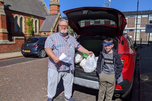 Lee Hatswell - volunteer delivery driver and his grandson Callum