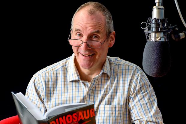 Chris Barrie and the historical sci-fi novel Dinosaur written by Llewelyn. Barbara Leatham Photography
