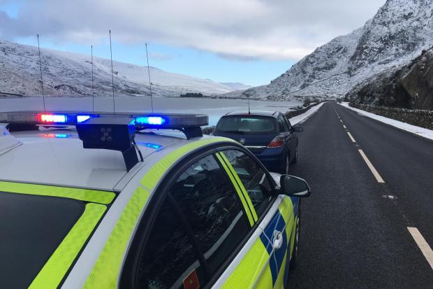The driver was stopped in the Ogwen Valley, popular visitor spot. Picture: NWP Roads Policing Unit/Twitter