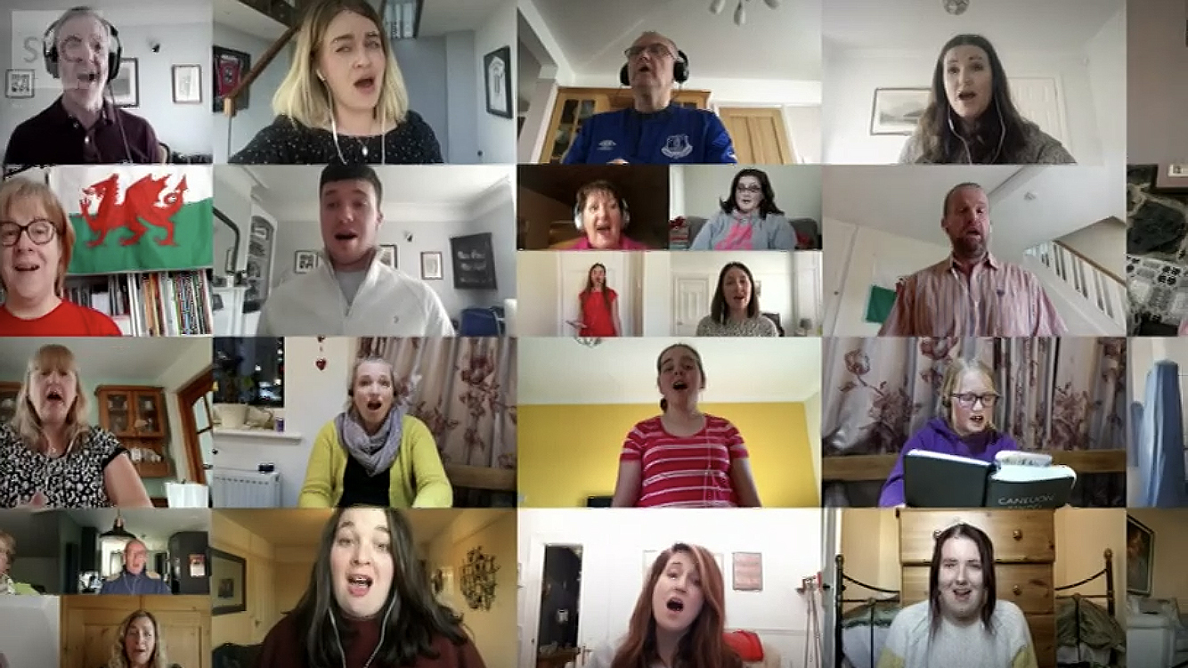 Welsh hymn Calon L?n has gone viral with more than 250,000 hits on social media. It was sung by a digital choir put together by popular tenor Rhys Meirion 