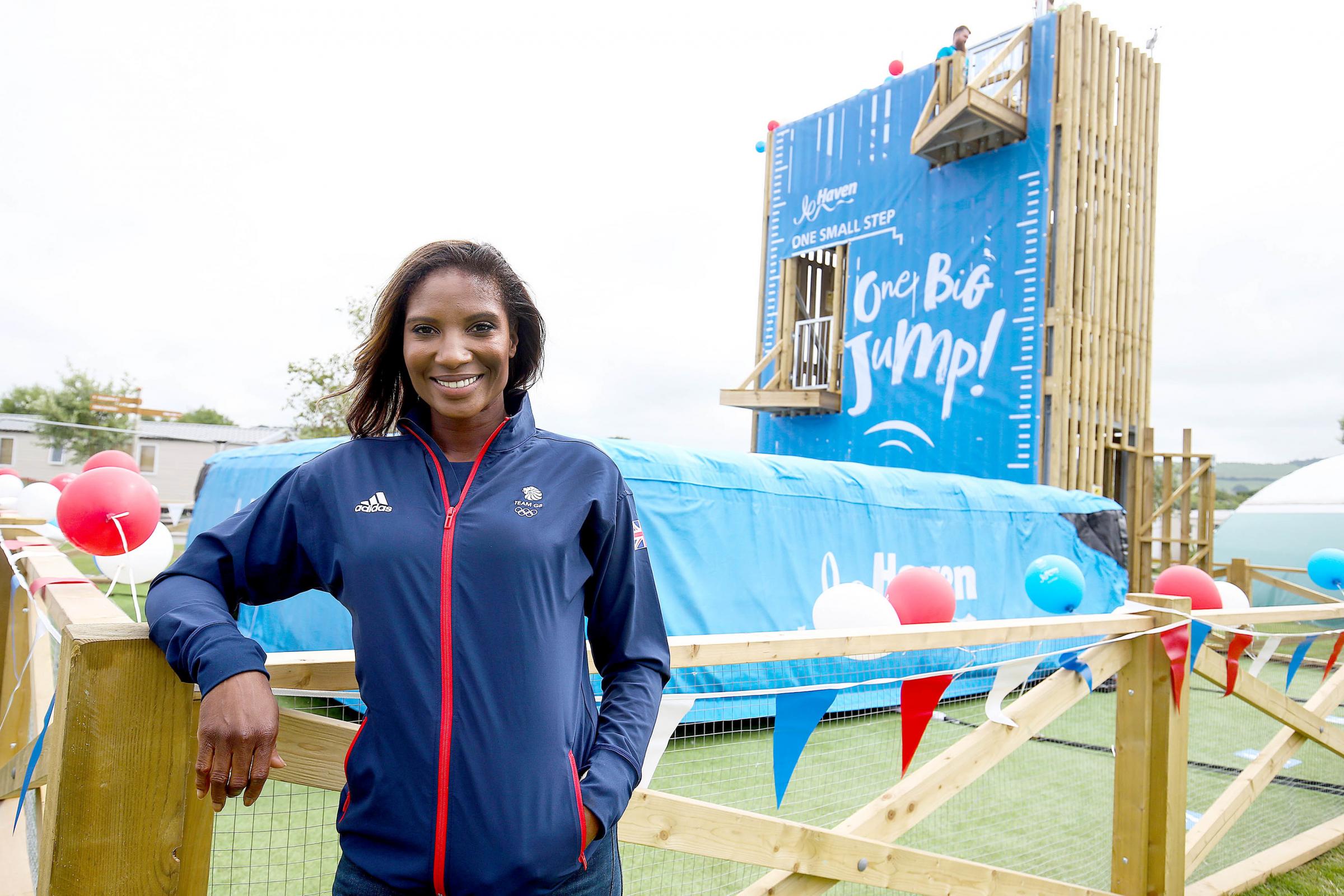 EDITORIAL USE ONLY Denise Lewis OBE launches Havens The Jump, during a visit to Presthaven in Prestatyn, Wales. Picture date: Thursday July 15, 2021. PA Photo. The new addition is part of the Park of the Future project that is now in its third year,