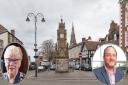 St Peter's Square, in Ruthin, will benefit, with Cllr Anne Roberts (left) and Cllr Huw Hilditch-Roberts (right)