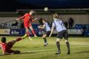 HEAD BOY: Nomads Harry Franklin scores. Picture: CQNFC