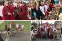 St Asaph Cathedral choir members with the donkeys.
