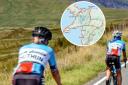Ruthin Cycling Club. Inset: The group's planned route. Photos: Ruthin Cycling Club