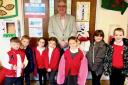 Cllr Mark Young with the School Council at Ysgol Y Parc