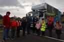 Denbigh youngsters received their prizes along with a chance to have a firsthand look at a one of the new recycling vehicles