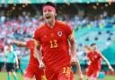 Wales' Kieffer Moore celebrates scoring their side's first goal of the game during the UEFA Euro 2020 Group A match at the Baku Olympic Stadium, Azerbaijan. Picture date: Saturday June 12, 2021..