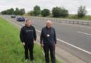 Rhuddlan town councillor |Bleddyn Jones (left) and Denbighshire county councillor Arwel Roberts want a speed restriction on the A525 Rhuddlan bypass