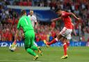 Neil Taylor scores for Wales against Russia during Euro 2016