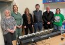 Angharad Rees and Alaw Llwyd Owen, the conductor, with Heather Powell from Denbighshire Music Cooperative, and Dawn Wilkes, Côr NantClwyd accompanist, along with cooperative members