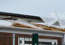 Damage to the outdoor shelter at Ysgol Y Parc