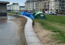 'Homeless campsite' in Rhyl - there are now three tents in place. The photo was taken on Tuesday, March 12