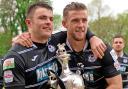 Anthony Stephens pictured with Nathan Burke celebrating winning the Welsh Cup in 2017