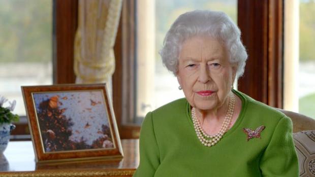 Denbighshire Free Press: The Queen delivering her Cop26 video message (Buckingham Palace/PA)