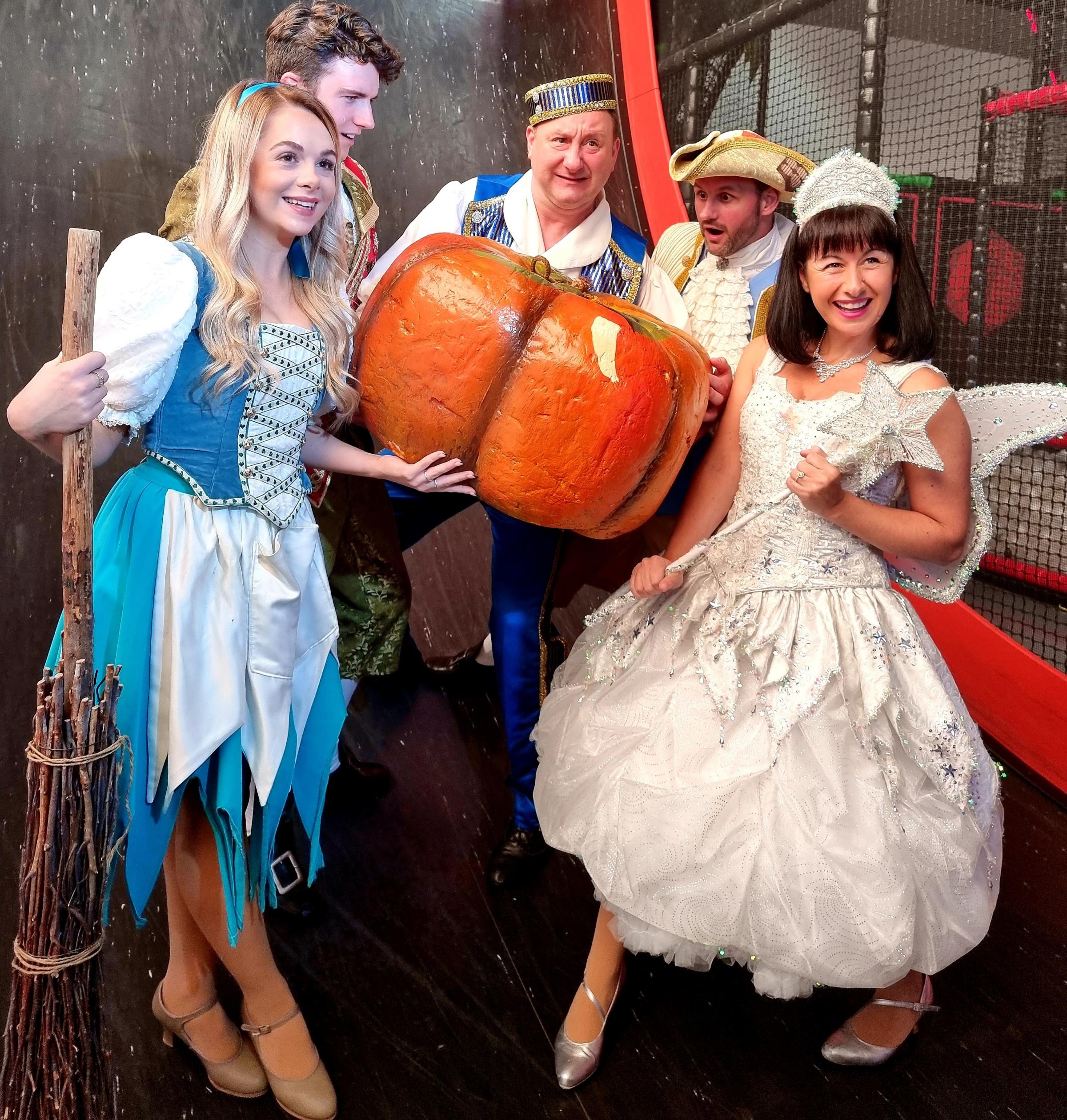 Hayley Tamaddon (right) with Cinderella cast members (from left) Bethan Jacks, Josh Belward, Andrew Agnew and Gwynfryn West.