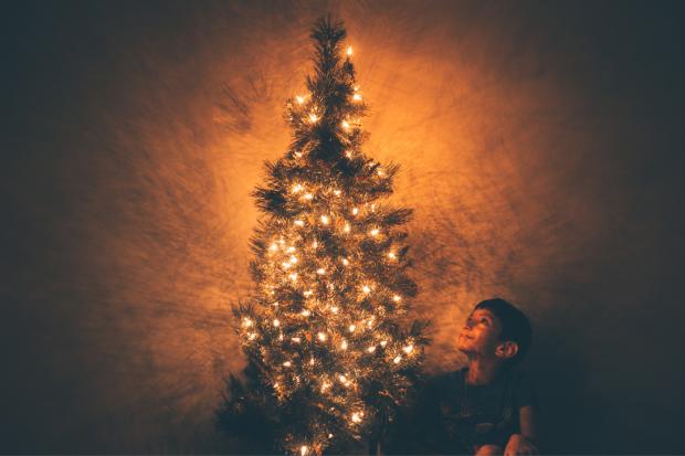 Denbighshire Free Press: A child looking up at a decorated Christmas tree. Credit: Canva