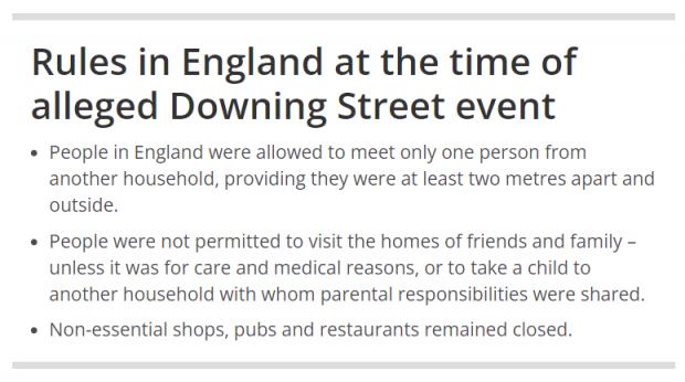 Denbighshire Free Press: Rules in England at time of alleged Downing Street party. (PA)