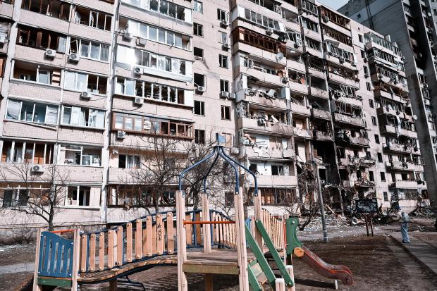 Denbighshire Free Press: Damage to property in Kyiv, Ukraine, caused by an explosion during Russia's invasion of Ukraine (PA)