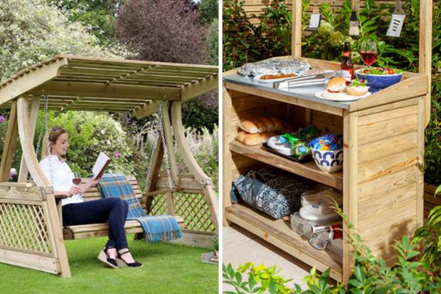 Denbighshire Free Press: (left to right) Swing seat and BBQ servery. Credit: You Garden