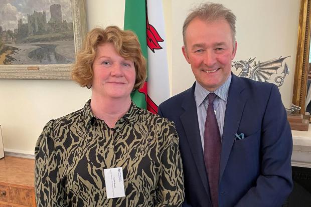 Karen Boyce with Secretary of State for Wales Simon Hart.