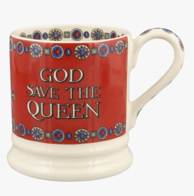 Denbighshire Free Press: Queen's Platinum Jubilee God Save The Queen 1/2 Pint Mug (Emma Bridgewater)) 