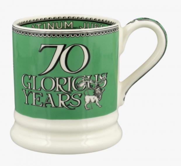 Denbighshire Free Press: Queen's Platinum Jubilee 70 Glorious Years 1/2 Pint Mug (Emma Bridgewater
