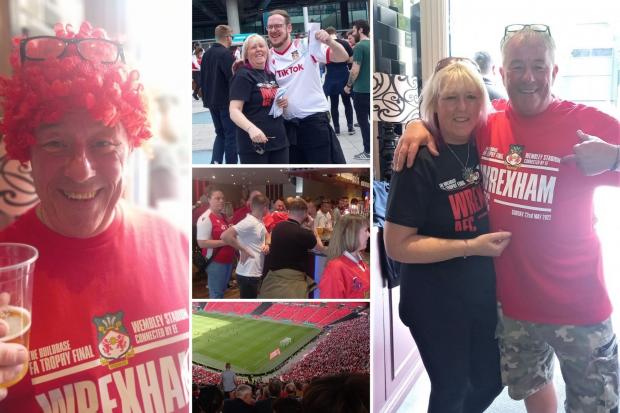 Wembley, fans and photobombing for Keith Daniels and Hayley Addleton.