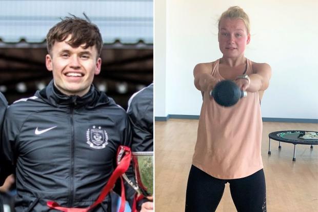 Jordan Broom and Samantha Coffin, who are among the learners to successfully complete the FdSc Sports Coaching and FdSc in Fitness and Health with Coleg Cambria University Centre.