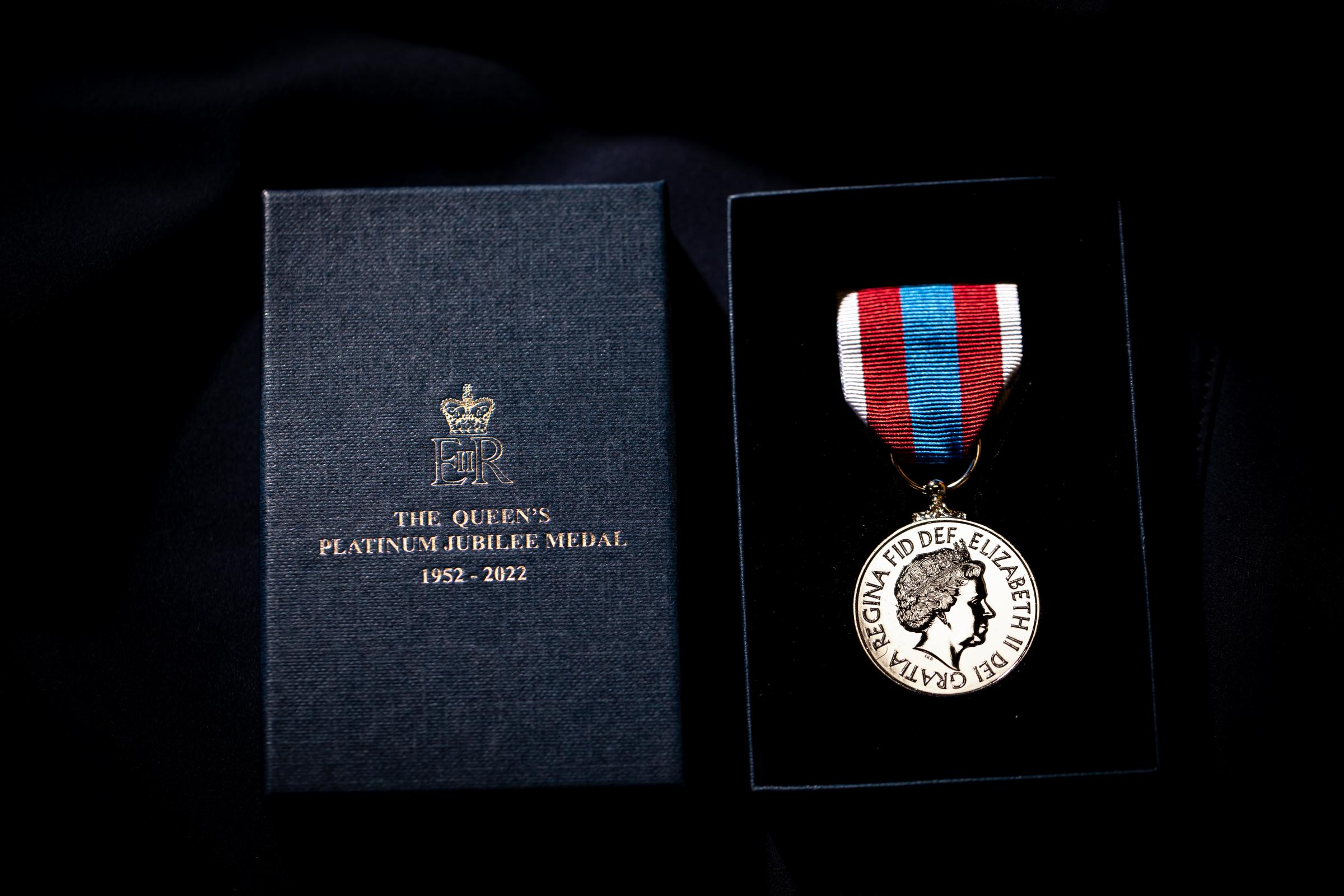 Queen Elizabeth II Platinum Jubilee medal which was awarded to crew members in 2022.