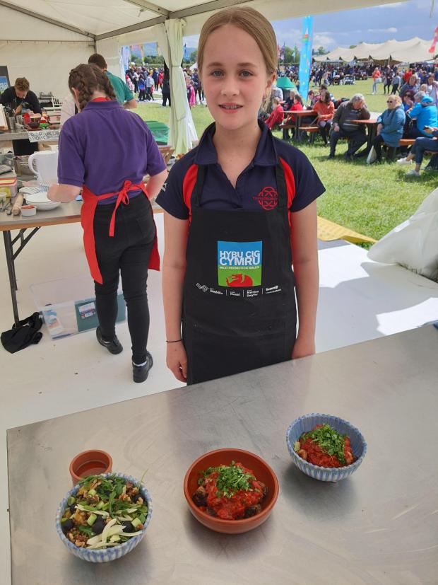 Denbighshire Free Press: Erin Cole with her winning dishes in the Years 7-9 age group