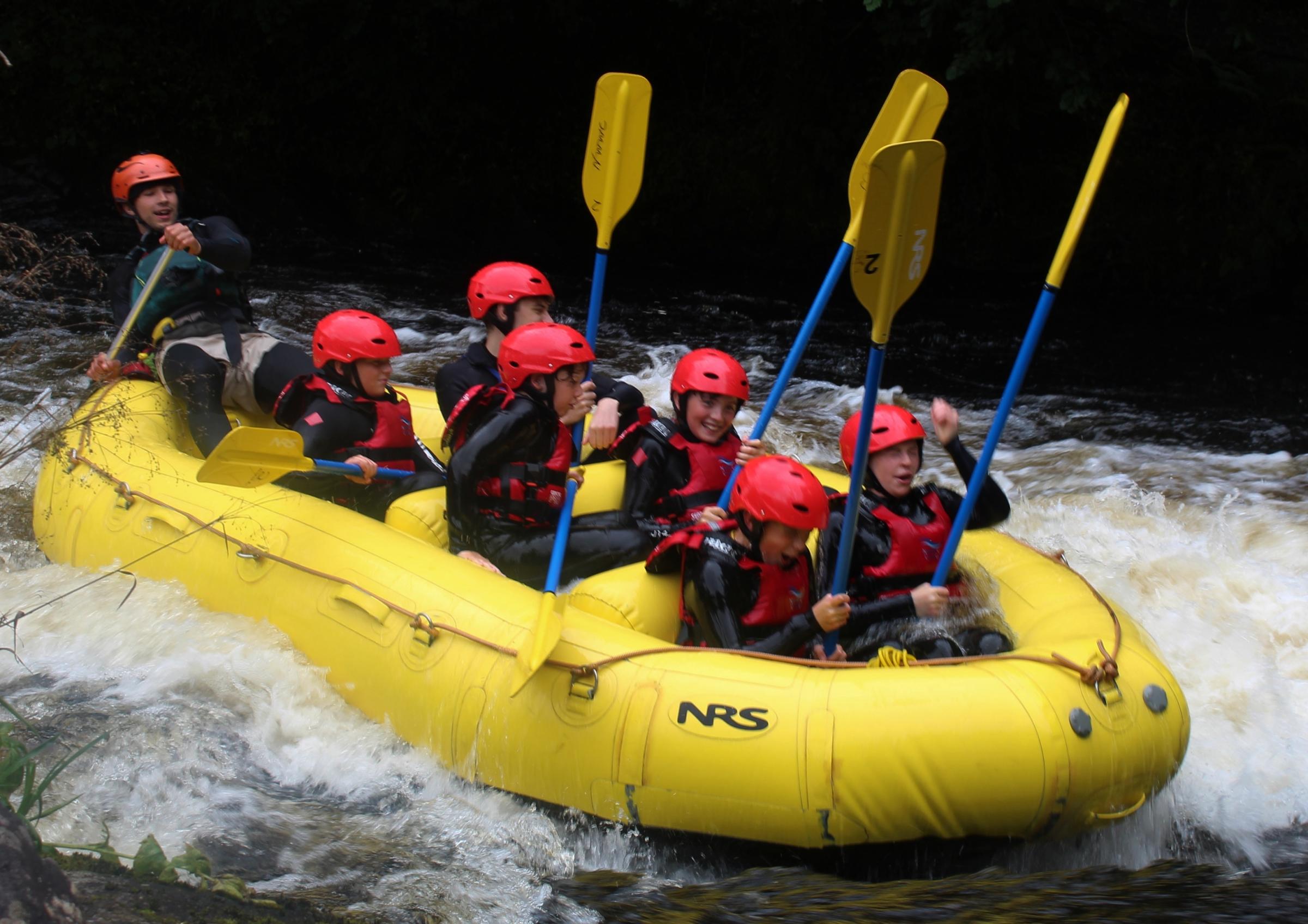 The group in full flow on the rapids.