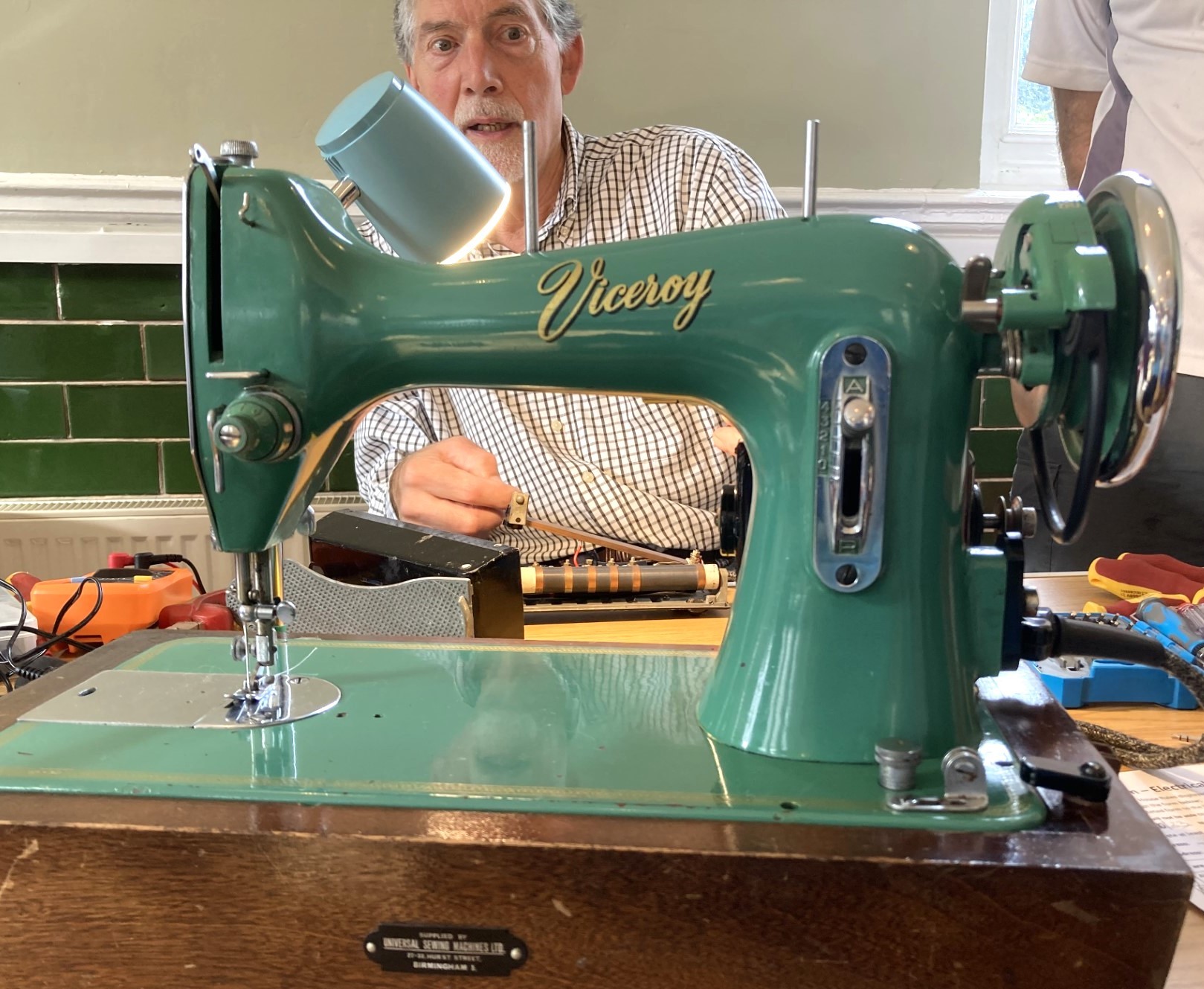 Sewing machine at Ruthin Repair Cafe.