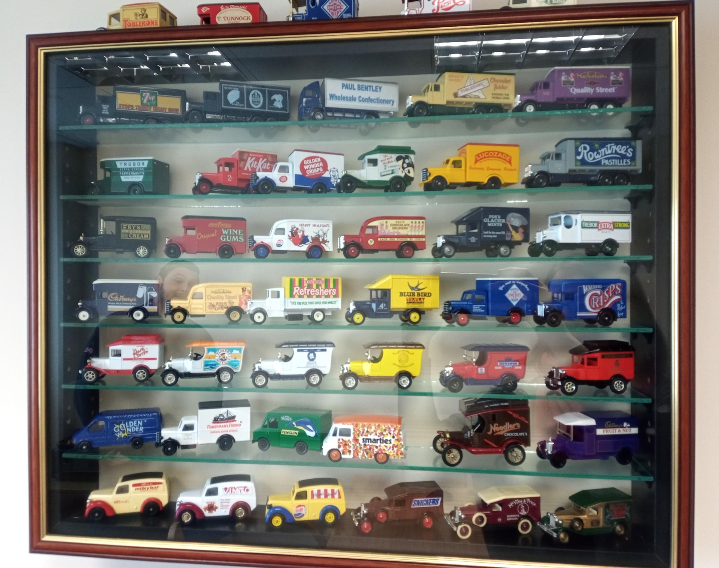 Part of Paul Bentleys collection of miniature confectionery vans.