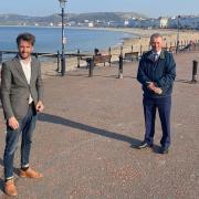 Sam Rowlands MSfor North Wales with Simon Hart, Secretary of State for Wales, on Llandudno seafront
