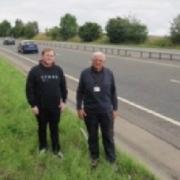 Rhuddlan town councillor |Bleddyn Jones (left) and Denbighshire county councillor Arwel Roberts want a speed restriction on the A525 Rhuddlan bypass