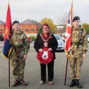 From left: L/C Owen Davies, Mayor of Prestatyn and Meliden Cllr Sharon Frobisher and L/C TJay Horsefield. Picture: By Gerry Frobisher