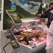 Prospective customers learn about Welsh lamb at the Gulfood trade show.