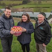 David Jones, left, of Hafod Renewables, with Bruce and Catrin Jones at Braich yr Alarch.
Pictures: Steve Rawlins.