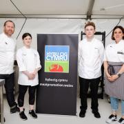 Finalists in the under-25 category, Catrin Manning and Jac Davies, with CogUrdd Judges Bryn Williams and Beca Lyne-Pirkis