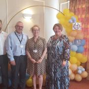 From left: James Brown (principal education manager); Geraint Davies (Denbighshire's head of education); Cllr Gill German, cabinet lead member for education, children and family services; and Vona Law, TRAC project manager.