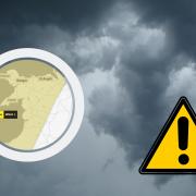 The whole of Denbighshire will be affected by the weather warning on Wednesday, October 2 (Met Office/Canva)